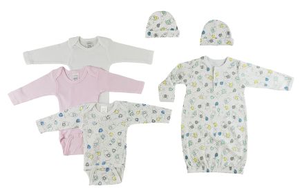 Gown, Onesies and Caps - 6 pc Set