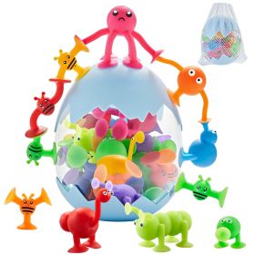 Suction Toys For Baby; Bath Toys For Kids Ages 4-8; 40pcs Toddler Stress Release Sensory Toys; Silicone Suction Cup Animal With Dinosaur Eggshell
