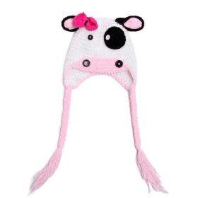 Baby Handmade Knitted Hats Cute Pink Cow Cap Photography Props for Newborn Girls