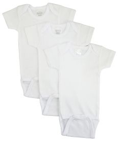 White Short Sleeve One Piece 3 Pack (Color: White, size: Newborn)
