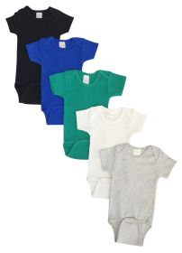 Unisex Baby 5 Pc Onesies (Color: Black/Blue/Green/Grey, size: Newborn)