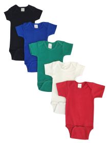 Unisex Baby 5 Pc Onesies (Color: Black/Blue/Green/Red, size: Newborn)
