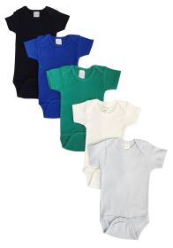 Unisex Baby 5 Pc Onesies (Color: Black/Blue/Green, size: Newborn)