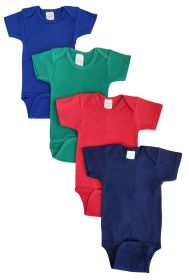 Unisex Baby 4 Pc Onesies (Color: Blue/Green/Red/Navy, size: small)