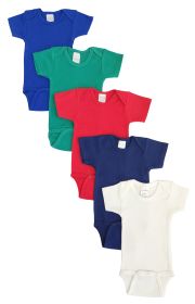Unisex Baby 5 Pc Onesies (Color: Blue/Green/Red/Navy/, size: Newborn)