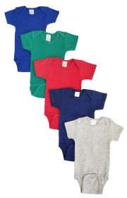 Unisex Baby 5 Pc Onesies (Color: Blue/Green/Red/Navy/Grey, size: Newborn)
