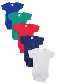 Unisex Baby 5 Pc Onesies (Color: Blue/Green/Red/Navy, size: Newborn)