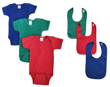 Unisex Baby 6 Pc Onesies (Color: Blue/Green/Red, size: medium)