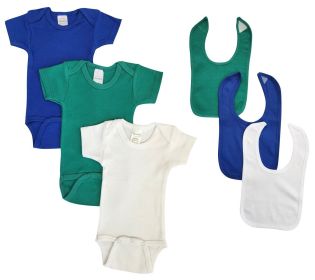 Unisex Baby 6 Pc Onesies (Color: Blue/Green, size: Newborn)