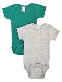 Unisex Baby 2 Pc Onesies (Color: Green/Grey, size: medium)