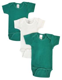 Unisex Baby 3 Pc Onesies (Color: Green/Green, size: Newborn)