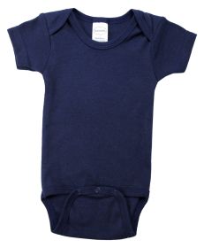 Navy Interlock Short Sleeve Bodysuit Onesie (Color: navy, size: Newborn)
