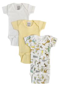Baby Boy, Baby Girl, Unisex Short Sleeve Onesies Variety (Pack of 3) (Color: White, size: Preemie)
