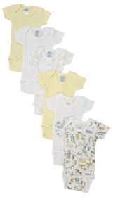 Unisex Baby 6 Pc Onesies (Color: White, size: Newborn)