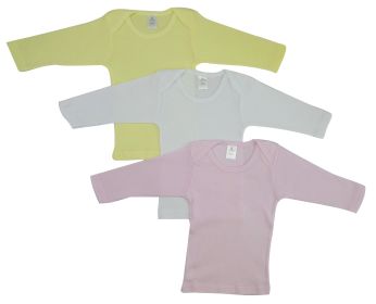 Girls Pastel Variety Long Sleeve Lap T-shirts (Color: Pink/Yellow/White, size: small)