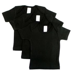 Black Short Sleeve Lap Shirt (Pack of 3) (Color: BLACK, size: 0-3)