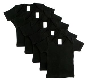 Black Short Sleeve Lap Shirt (Pack of 5) (Color: BLACK, size: 46009)