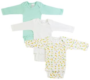 Boys Longsleeve Printed Onesie Variety Pack (Color: White/Aqua/Print, size: Newborn)