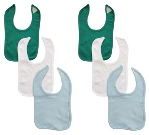 6 Baby Bibs (Color: Green/White/Blue, size: One size)