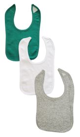 3 Baby Bibs (Color: Green/White/Grey, size: One size)