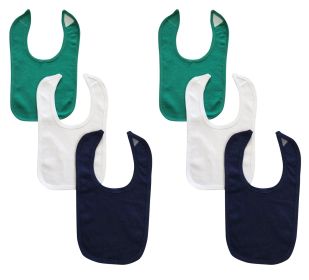 6 Baby Bibs (Color: Green/White/Navy, size: One size)