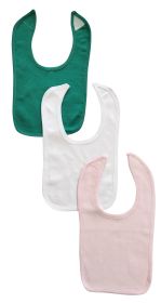 3 Baby Bibs (Color: Green/White/Pink, size: One size)