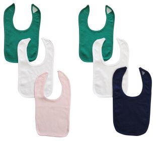 6 Baby Bibs (Color: Green/White/Pink/Navy, size: One size)