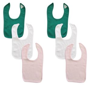 6 Baby Bibs (Color: Green/White/Pink, size: One size)
