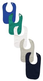 5 Baby Bibs (Color: Blue/Green/White/Grey/Navy, size: One size)