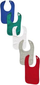 5 Baby Bibs (Color: Blue/Green/White/Grey/Red, size: One size)