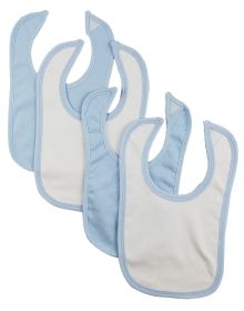 4 Baby Bibs (Color: Blue/White, size: One size)