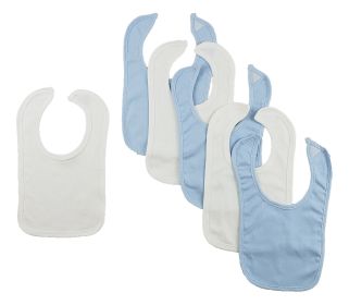 6 Baby Bibs (Color: Blue/White, size: One size)