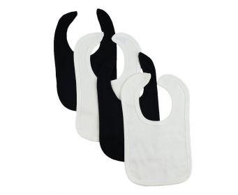 4 Baby Bibs (Color: White/Black, size: One size)