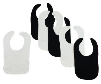 6 Baby Bibs (Color: White/Black, size: One size)