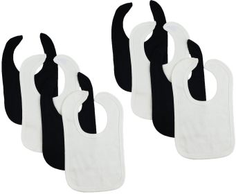 8 Baby Bibs (Color: White/Black, size: One size)