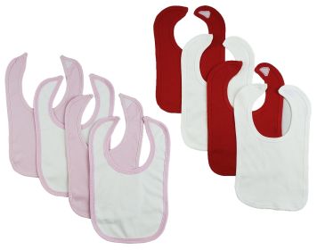 8 Baby Bibs (Color: Pink/White/Red, size: One size)