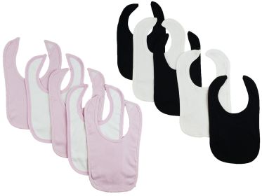 10 Baby Bibs (Color: Pink/White/Black, size: One size)