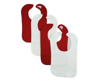 4 Baby Bibs (Color: Red/White, size: One size)
