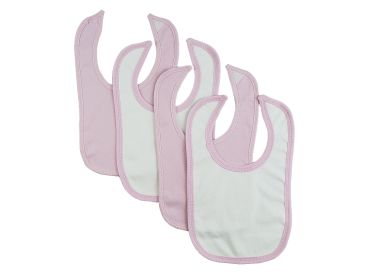 4 Baby Bibs (Color: Pink/White, size: One size)