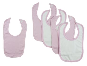 5 Baby Bibs (Color: Pink/White, size: One size)