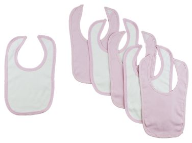 6 Baby Bibs (Color: Pink/White, size: One size)