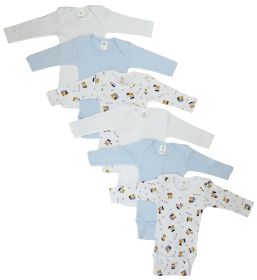 Boys Longsleeve Printed Onesie Variety 6 Pack (Color: White/Blue, size: Newborn)