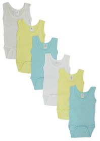 Boys Tank Top Onesies 6 Pack (Color: Blue/Yellow/White, size: Newborn)