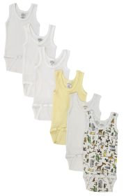 Unisex Baby 6 Pc Onesies and Tank Tops (Color: White, size: Newborn)