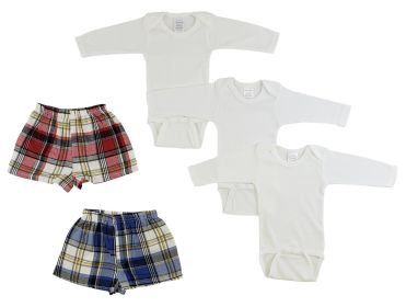 Boy Infant Long Sleeve Onesies and Boxer Shorts (Color: White/Yellow, size: small)