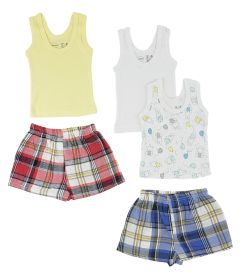 Girls Tank Tops and Boxer Shorts (Color: White/Yellow, size: medium)