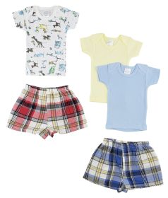 Infant Girls T-Shirts and Boxer Shorts (Color: White/Blue, size: large)
