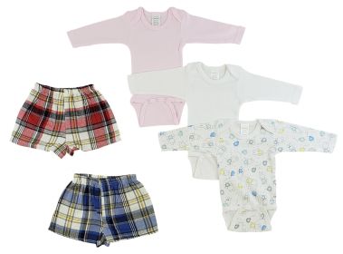 Infant Girls Long Sleeve Onesies and Boxer Shorts (Color: White/Pink, size: large)
