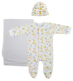 Unisex Newborn Baby 3 Pc Layette Sets (Color: White, size: medium)