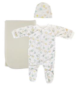 Unisex Newborn Baby 3 Pc Layette Sets (Color: Yellow, size: large)